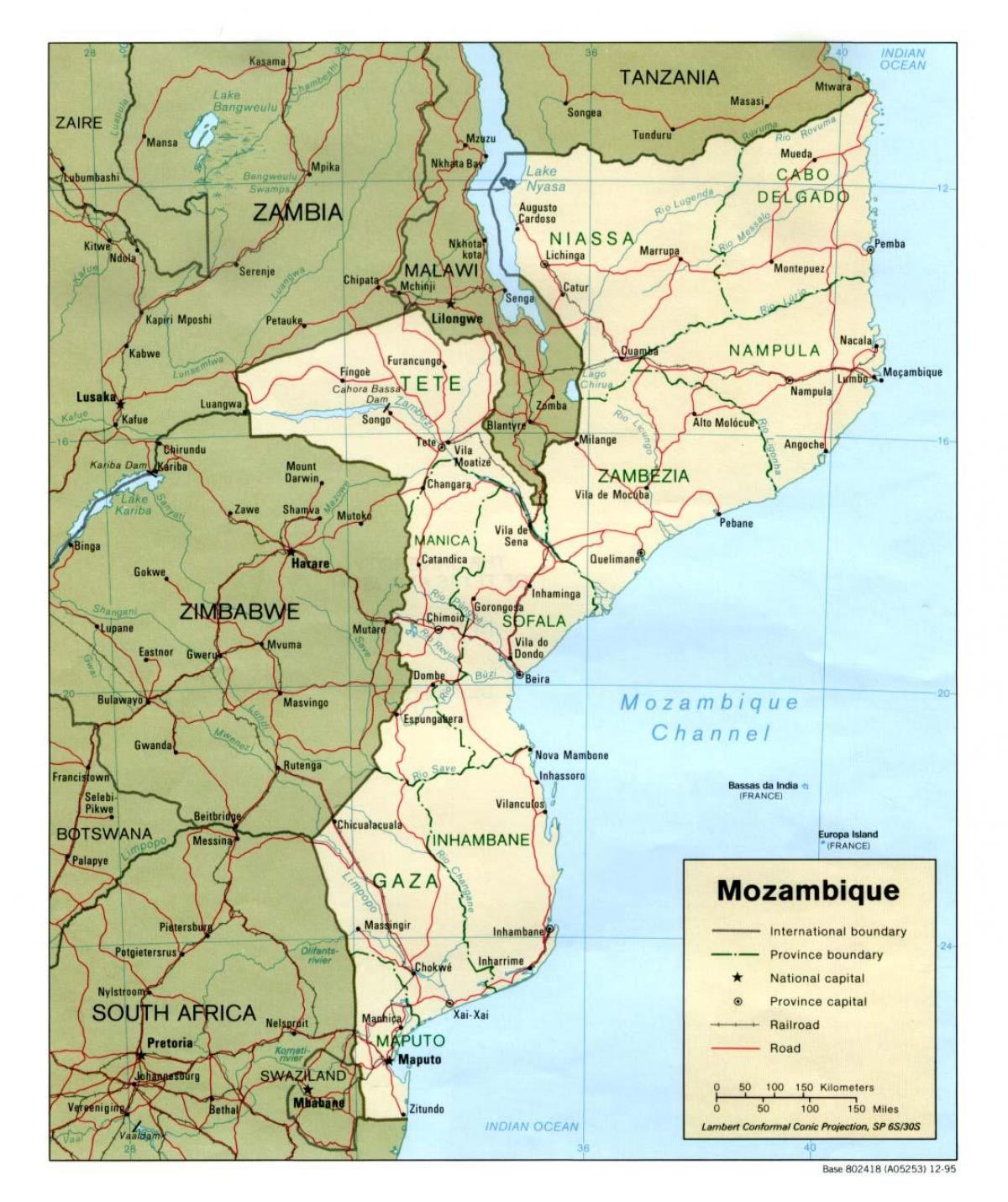 карта Мозамбик детаљна мапа